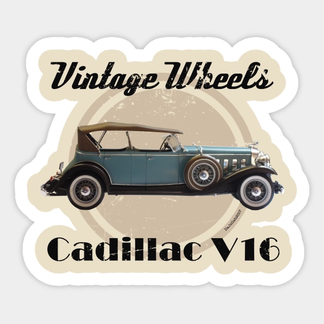 Vintage Wheels - Cadillac V16 Sticker by DaJellah